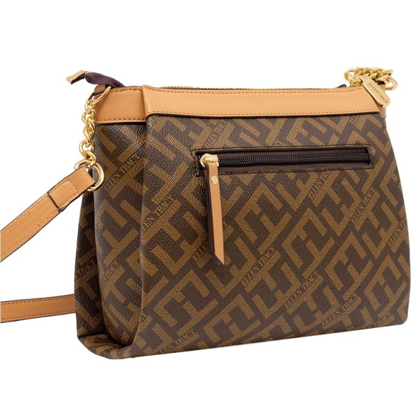 Ellen Tracy Signature Print Chain Crossbody Purse - Picture 2 of 4